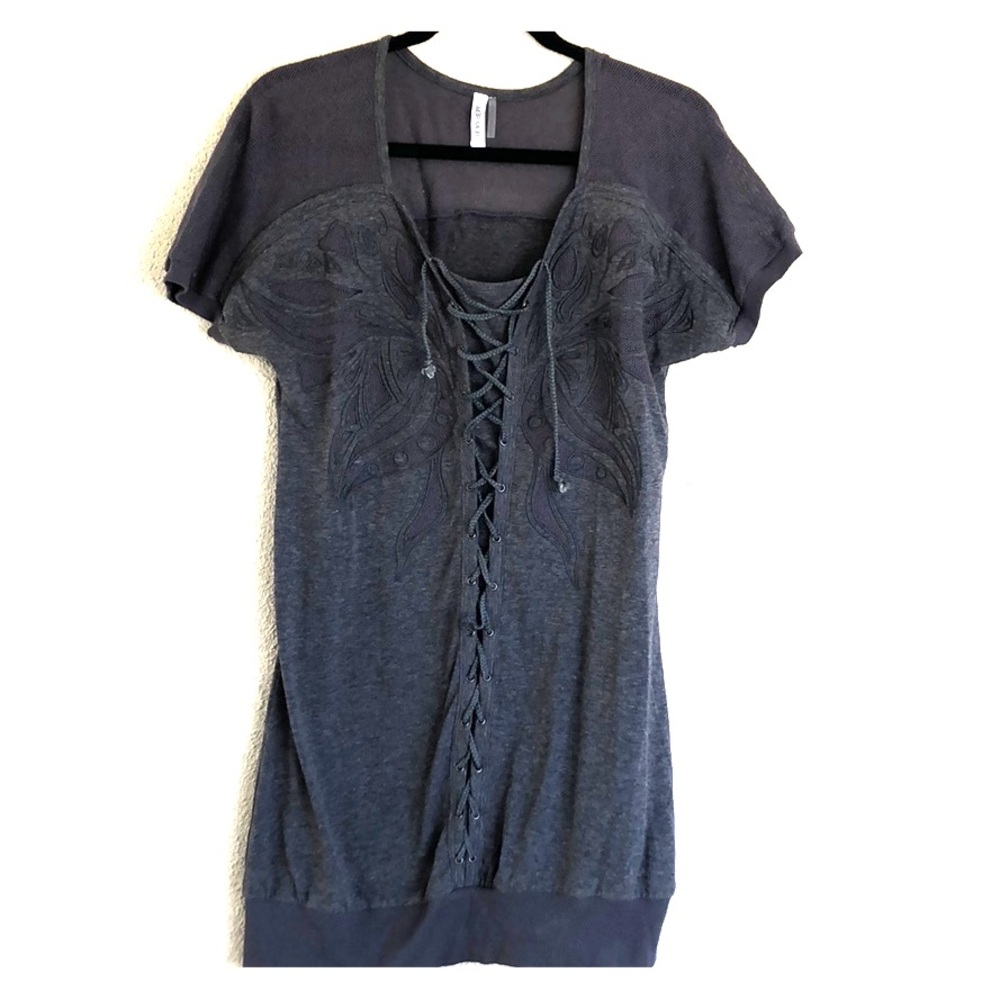 Mur mur laceup grey shirt dress tunic